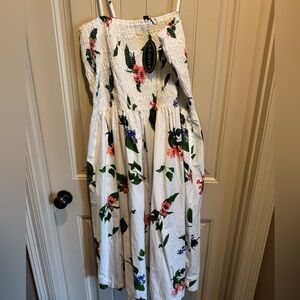 Scoop Floral Print Smocked Midi Dress XXL